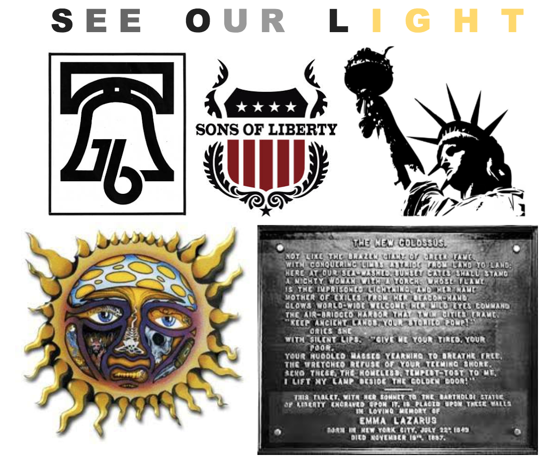SEE OUR LIGHT.
SOL. STATUE & TORCH, SHE DIM.